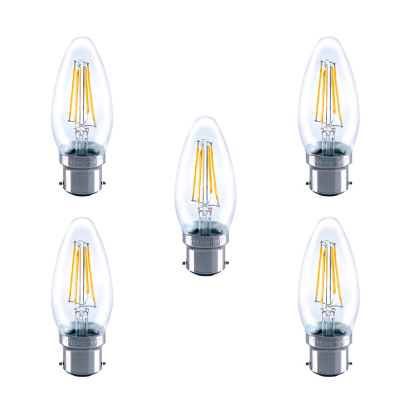 Integral LED Glass Candle Bulb B22 4W 2700K Non-Dimmable Lamp