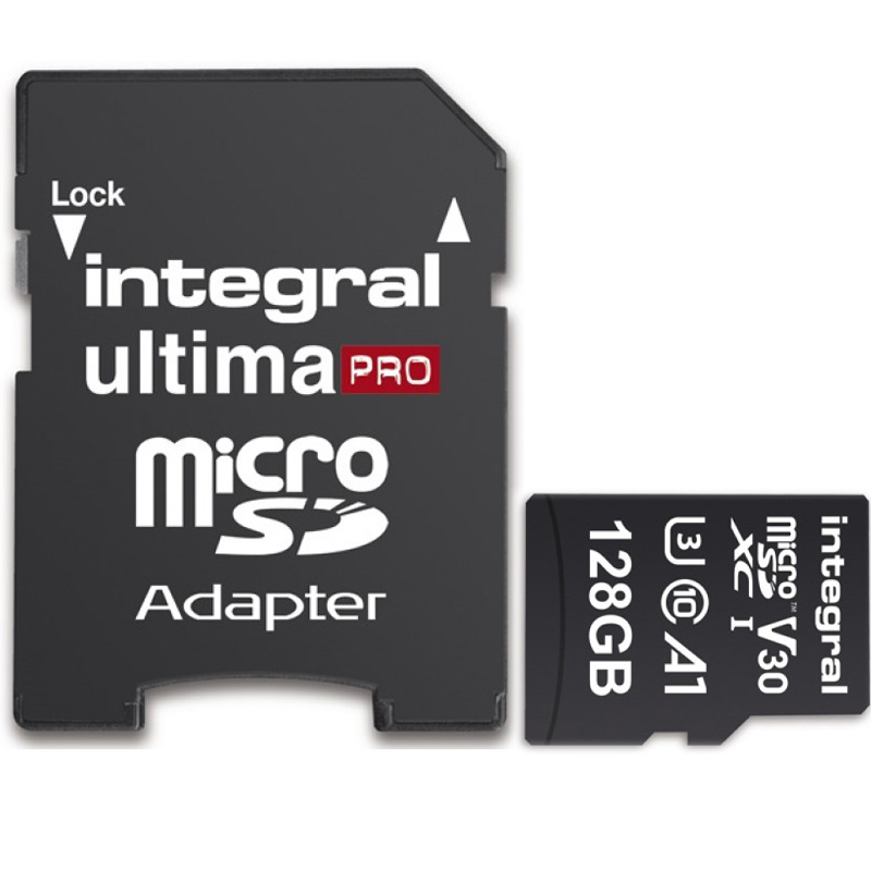 Integral 128GB UltimaPRO V30 Premium microSD Card (SDXC) UHS-I U3 + Adapter - 100MB/s