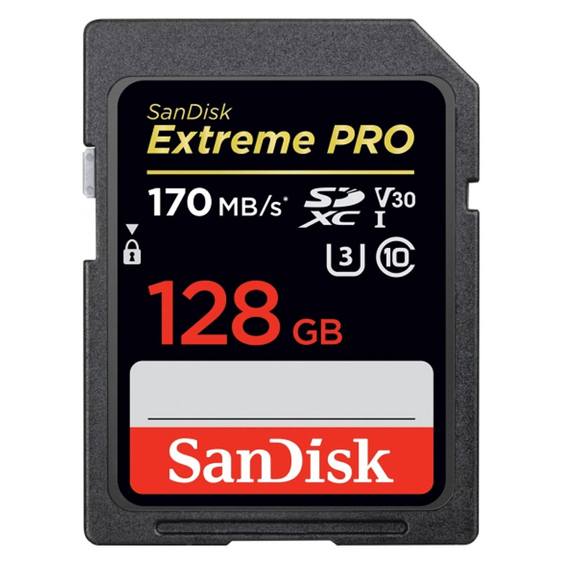 SanDisk 128GB Extreme PRO V30 SD Card (SDXC) UHS-I U3 - 170MB/s