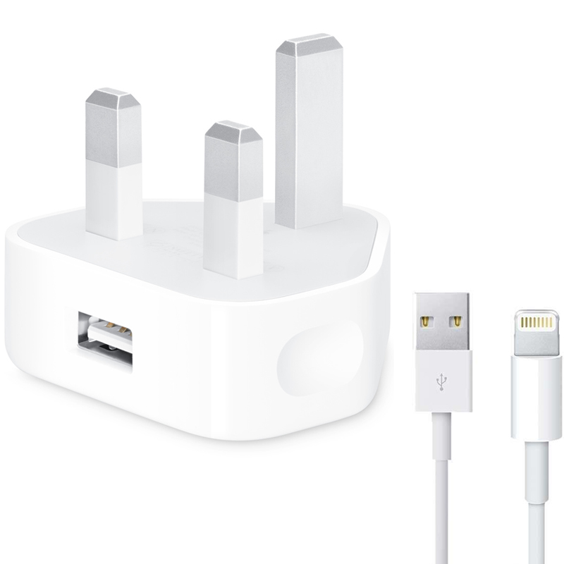5W Travel Charger with Lightning to USB Cable for Apple - White