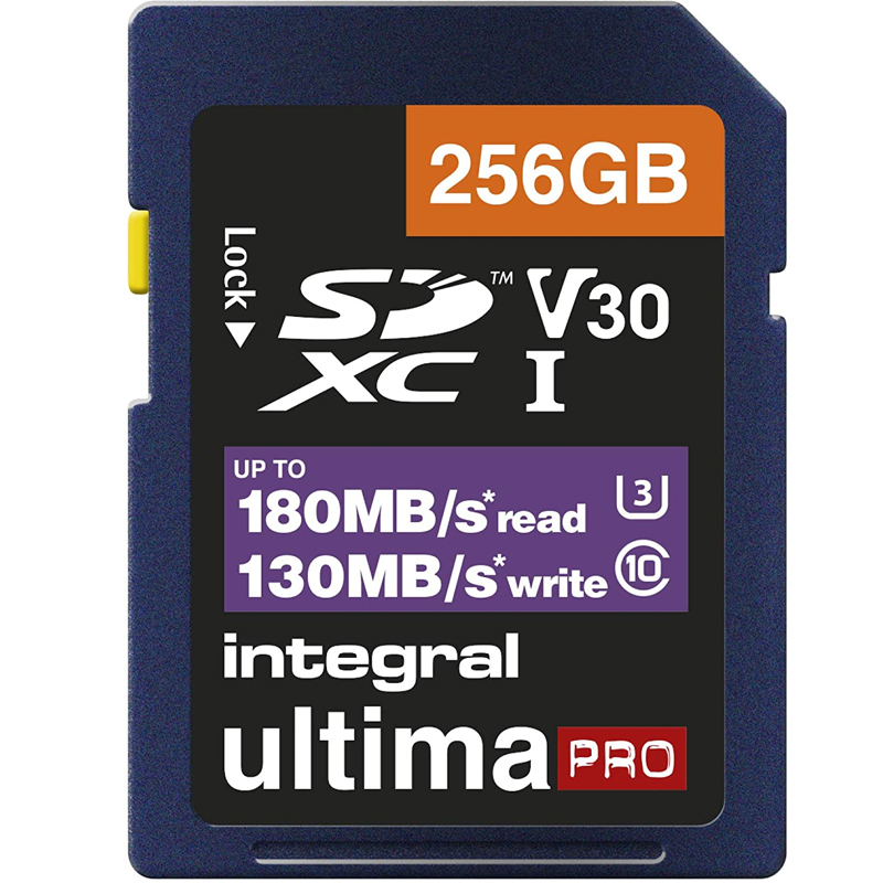 Integral 256GB UltimaPRO V30 4K/8K SD Card (SDXC) UHS-I U3 - 180MB/s