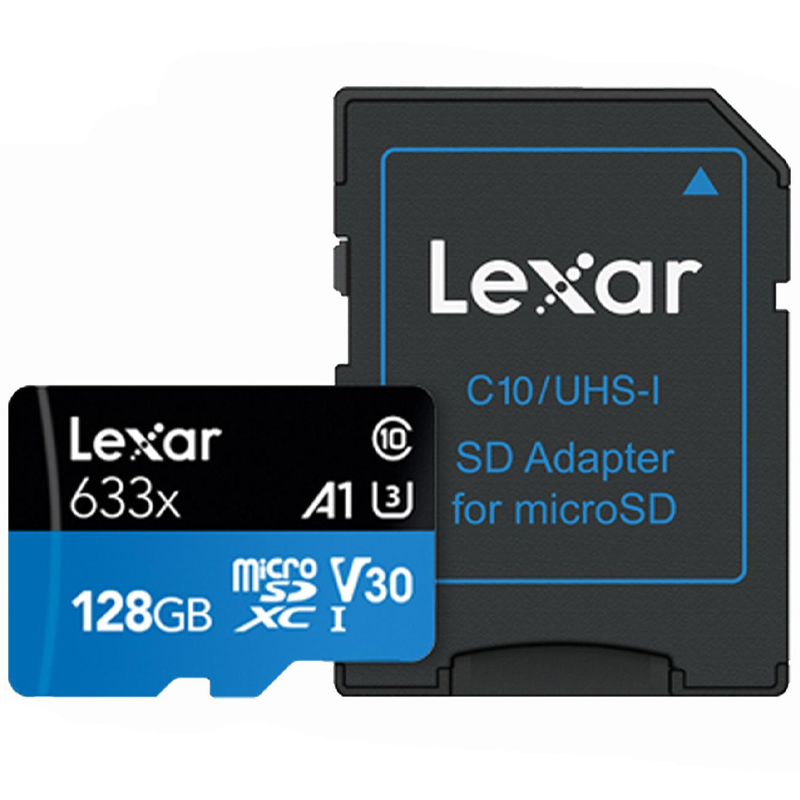 Lexar 128GB High Performance Micro SD Card (SDXC) UHS-I U3 + Adapter - 100MB/s