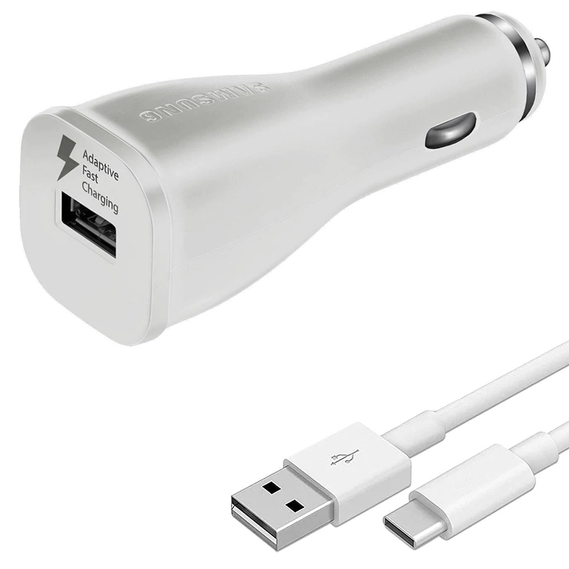 Samsung Galaxy 2A Fast Charge In-Car Charger + USB-C Data Charge Cable - White FFP