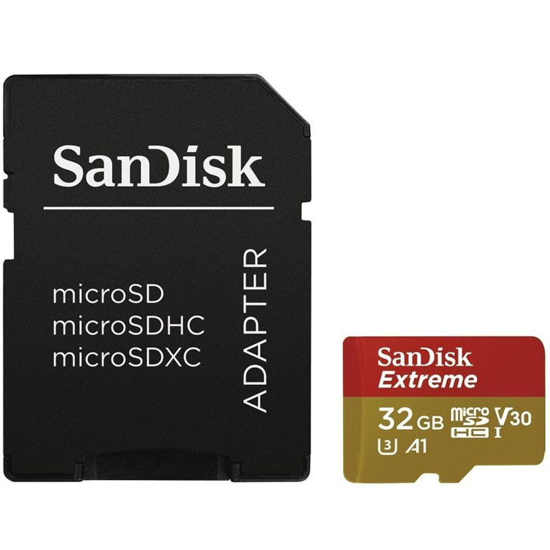 SanDisk 32GB Extreme A1 V30 Micro SD Card (SDHC) + Adapter - 90MB/s