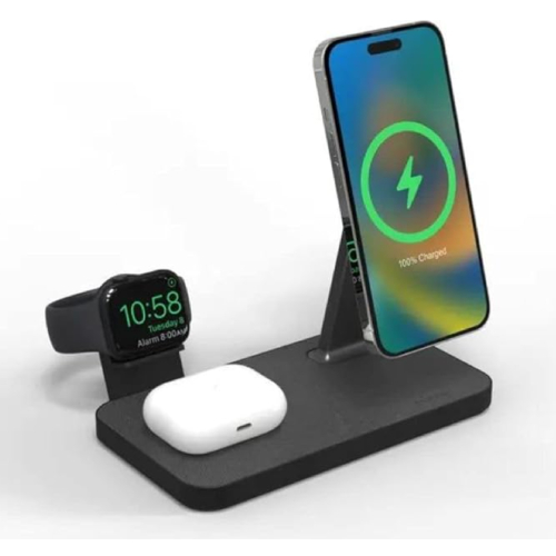 ZAGG mophie Snap+ 3-in-1 Wireless Charger with UK/Ireland Adapter 15W - Black