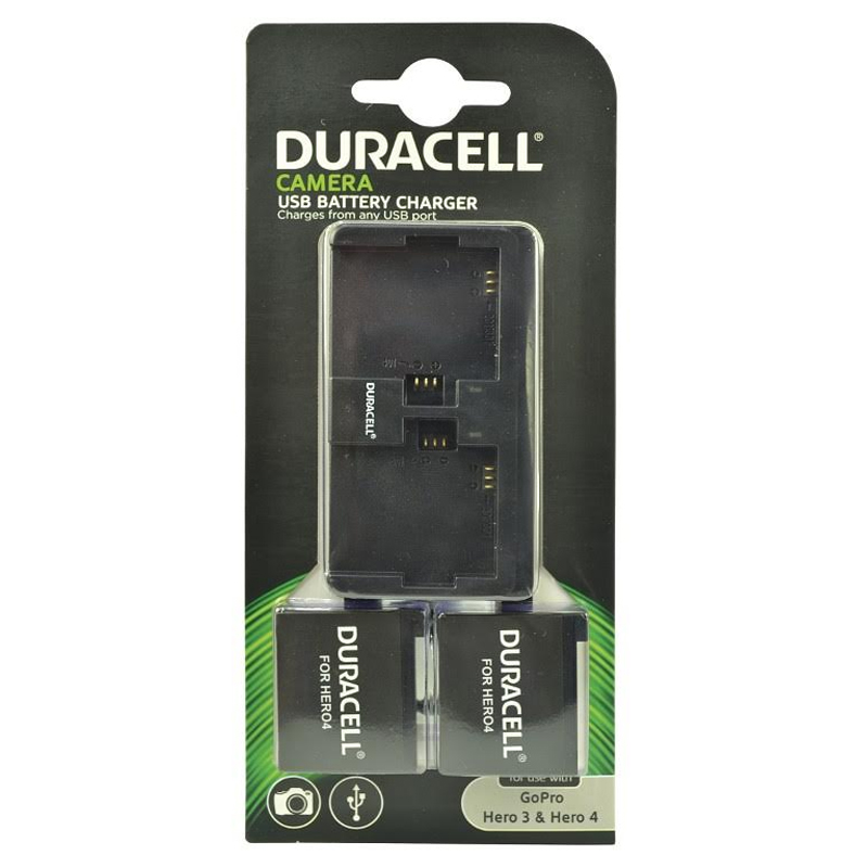 Duracell Dual Charger for GoPro Hero 3 & 4 + 2 Batteries