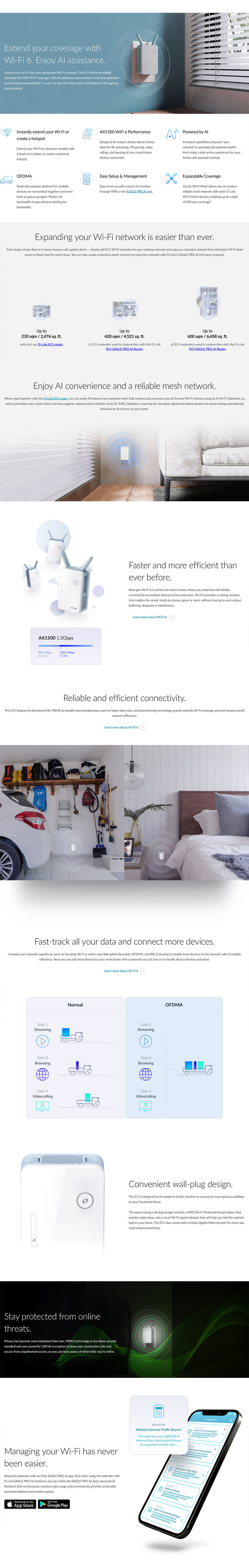 D-Link Ax1500 Mesh Range Extender features